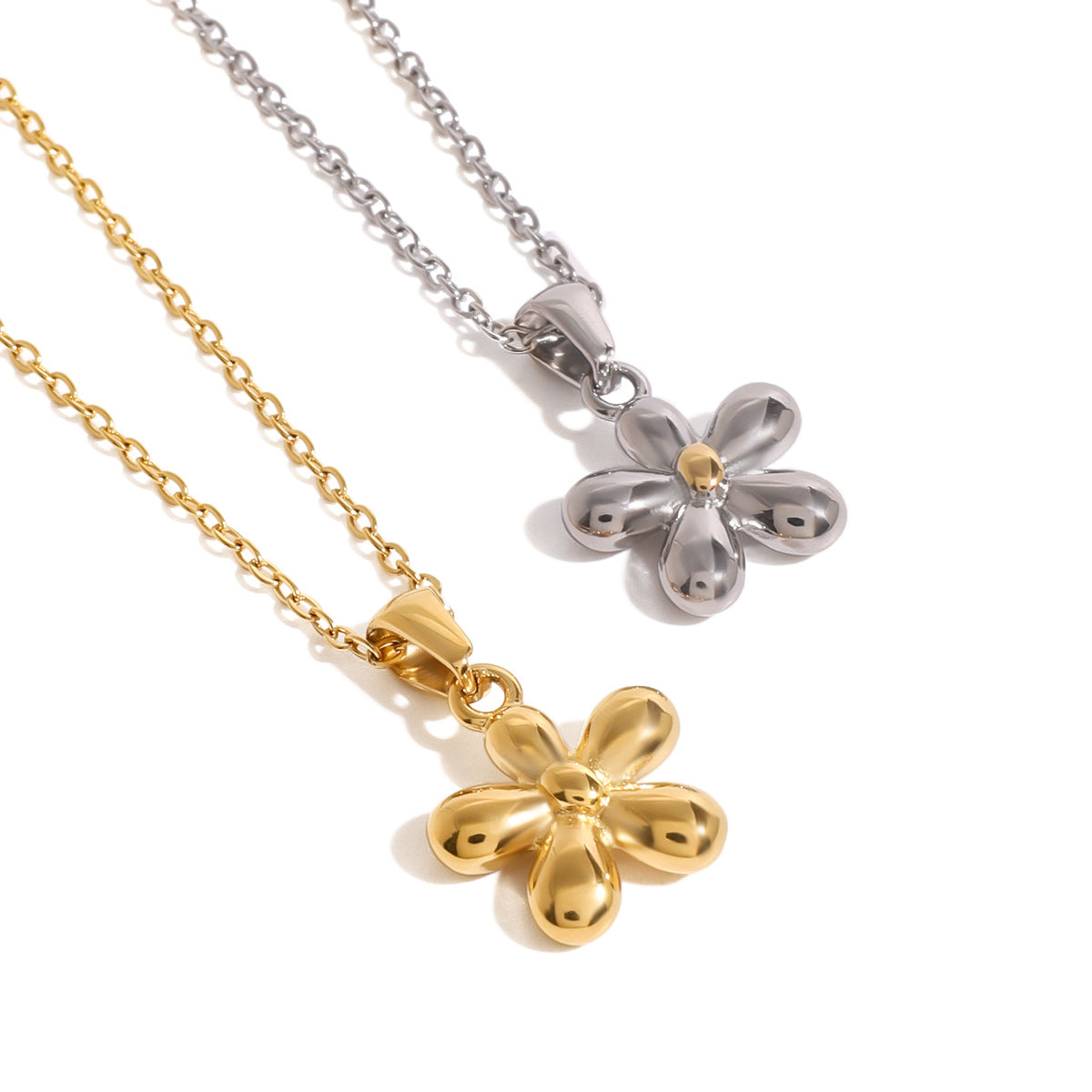Stainless Steel Flower Pendant Necklace High-End Ins Collarbone Chain Titanium Steel Choker Jewelry