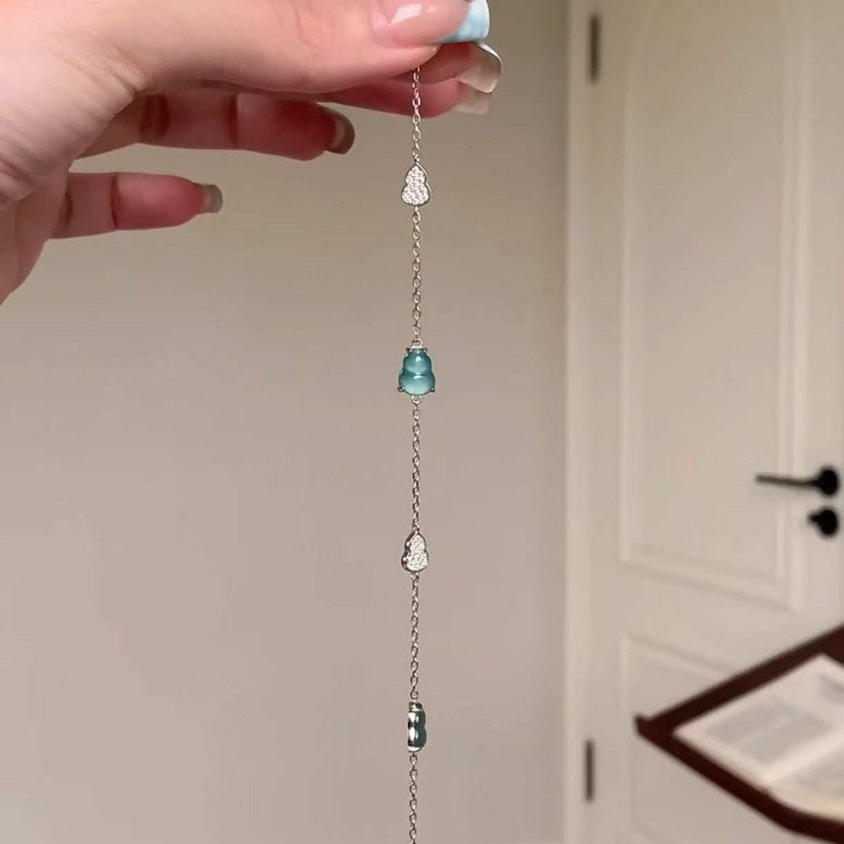 Pure Silver S925 African Jade Gourd Bracelet High-End Niche Exquisite Fashion