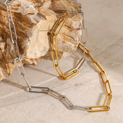 Stainless Steel Color Block Necklace High-End Ins Collarbone Chain Plain Circle Chain Titanium Steel Jewelry