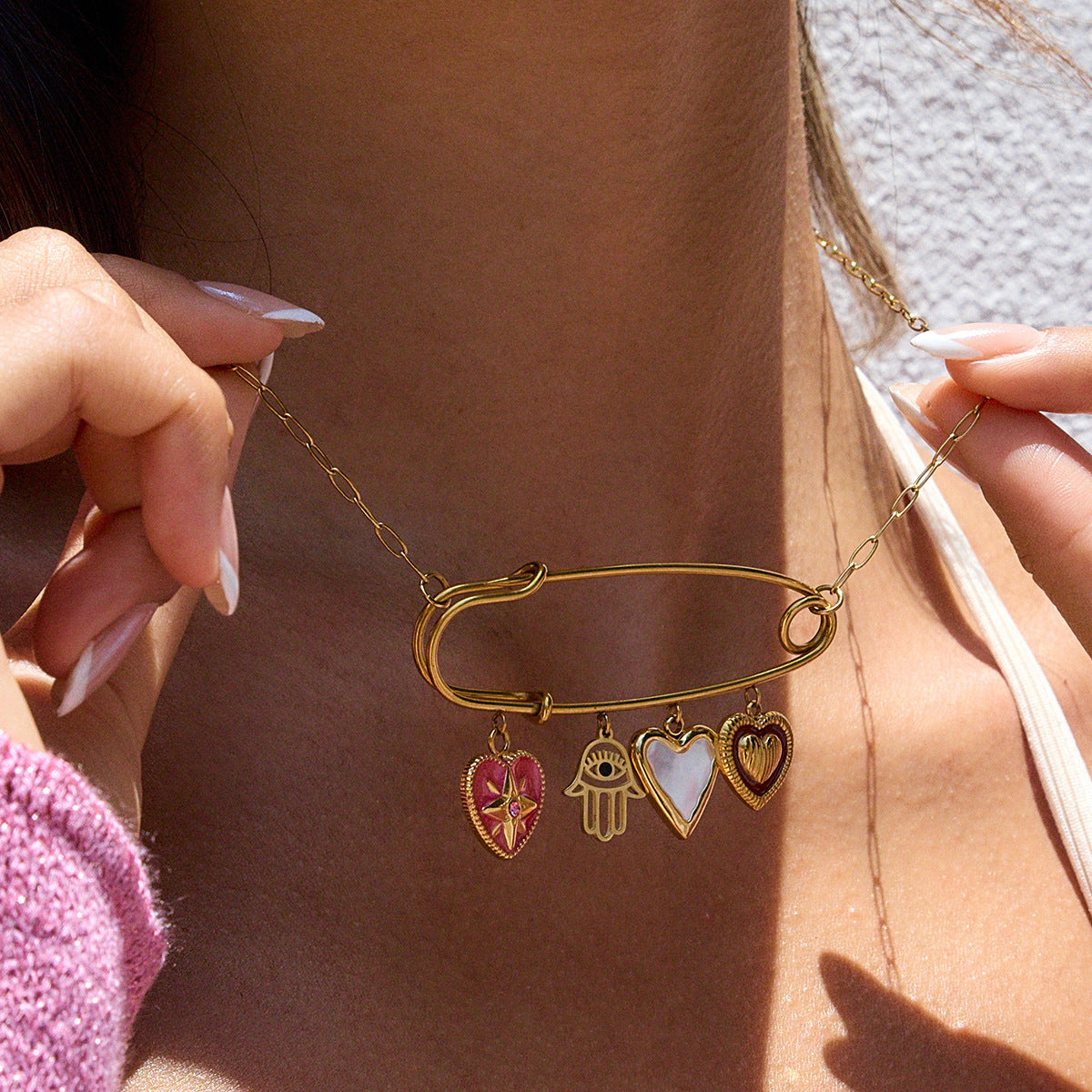 Titanium Steel Necklace with Unique Design, Sweater Chain, Light Luxury, High-End Feel, Stainless Steel Autumn Winter Accessories