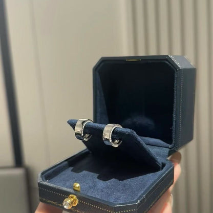 Pure Silver S925 Micro Inlaid Full Diamond Round Single Row Trendy Earrings Personality Cool High-end Exquisite Fashion