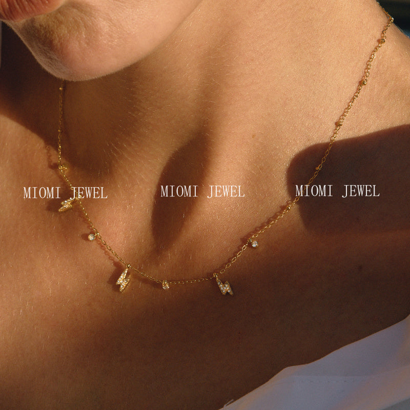 Titanium Steel Zircon Necklace for Women, Light Luxury High-End Clavicle Chain, Non-Fading Stainless Steel Jewelry