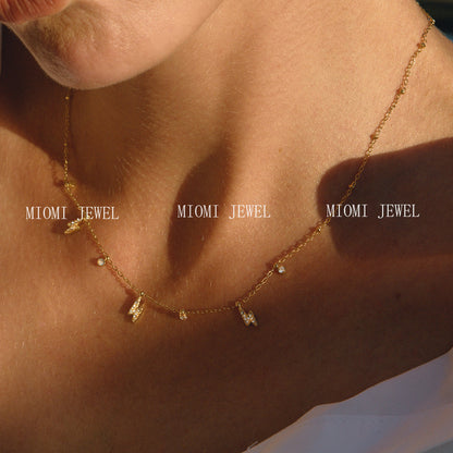 Titanium Steel Zircon Necklace for Women, Light Luxury High-End Clavicle Chain, Non-Fading Stainless Steel Jewelry