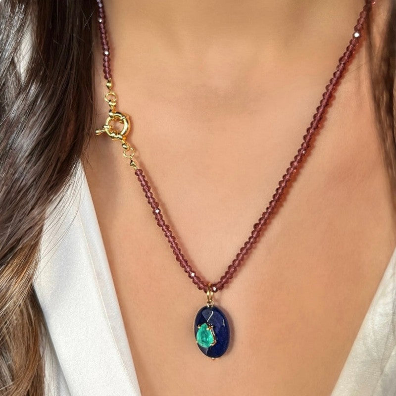 Stainless Steel Style Natural Stone Niche High-End Necklace Versatile Style Elegant Collarbone Chain