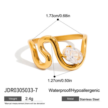 Zircon Ring Titanium Steel Non-Fading Jewelry Light Luxury High-End Feel Ring Hot-Selling Accessories Ring