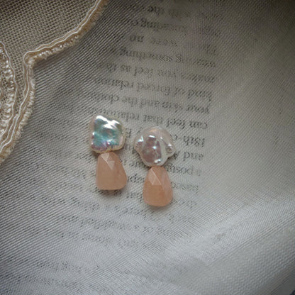 Natural  Pearl Turquoise Pink Crystal Amethyst Irregular 925 Silver Needle Irregular Earrings Ear Jewelry