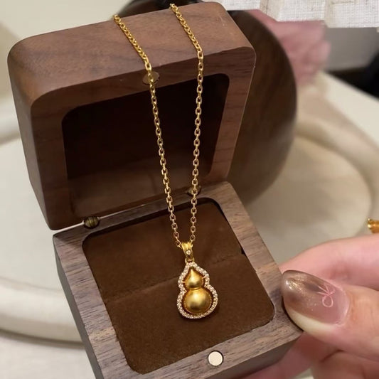 Vintage Sterling Silver S925Traditional Gold Gourd Necklace Chinese Style Necklace for Women High-end Pure Silver Gourd Necklace