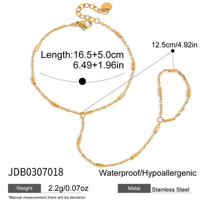 Zircon Ring Titanium Steel Non-Fading Necklace for Women Light Luxury High-End Feel Connected Finger Bracelet Stainless Steel Jewelry