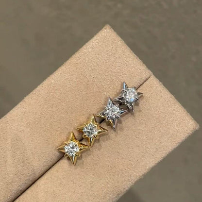 High Carbon Diamond Star Stud Earrings Summer New Trend Simple Petite Star Earrings Light Luxury Ear Jewelry New Trend