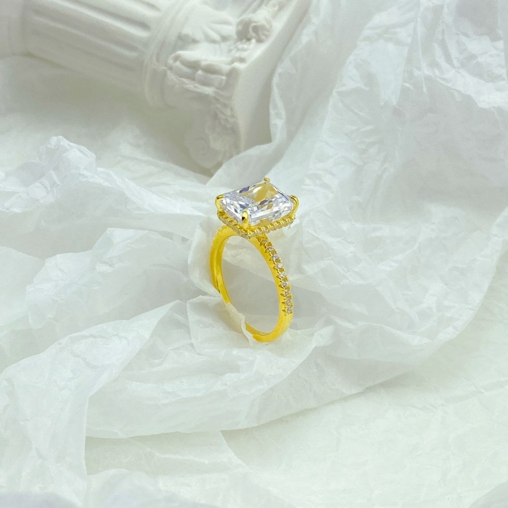 High Carbon Diamond Jewelry S925 Sterling Silver Heavy Craft Ring for Women 8A Zircon Square Ice Flower Cut Gemstone Ring