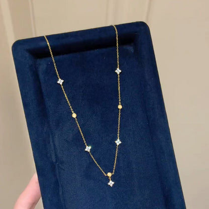 S925 Sterling Silver High Carbon Diamond Four-Leaf Clover Necklace Light Luxury Niche Design Clavicle Chain