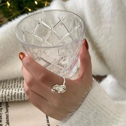 S925 Sterling Silver Irregular Heart Ring for Women, Ins Style, Niche Design, Simple and Luxurious, Versatile