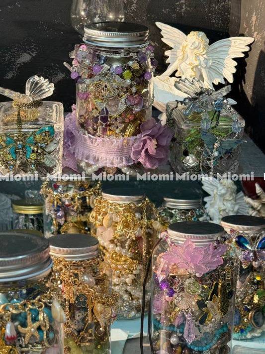 【No custom！plastic jar(already packaged)】 mystery jewelry jar Whimsical fairy tale style, vintage, gothic, fairy, witch, mermaid,  silver,  gold mystery jewelry jar