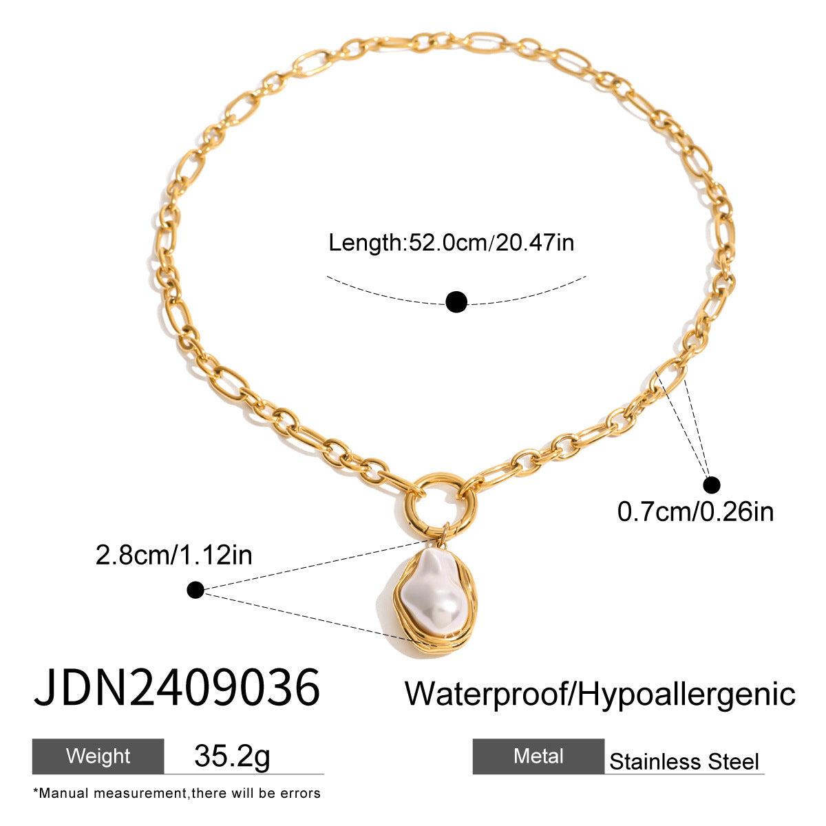 Stainless Steel Pearl Necklace Pendant High-end Exaggerated Niche Earrings Titanium Steel Ring Jewelry