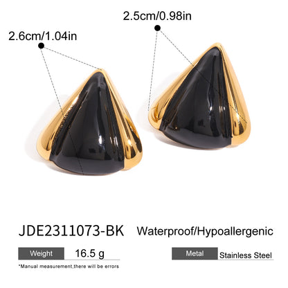 Vintage Style Stainless Steel Exaggerated Earrings High-end Niche Black Gold Earrings Titanium Steel Ear Jewelry