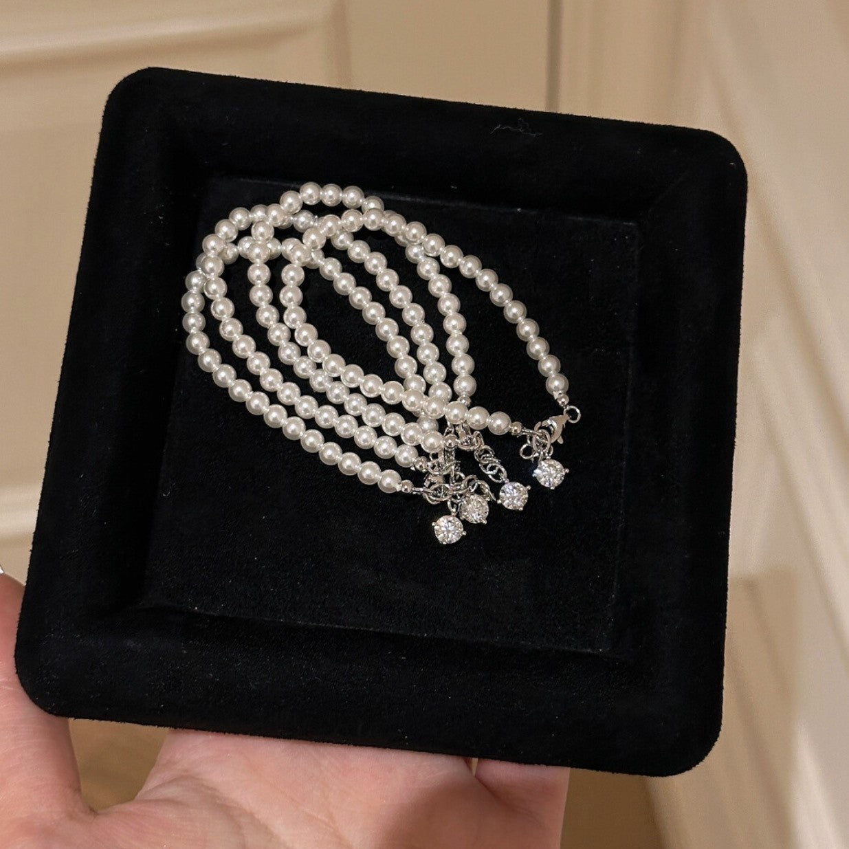 Pure Silver S925 Light Luxury Moissanite Swarovski Pearl Bracelet Gold Plated Jewelry Bracelet for Women Versatile Elegant