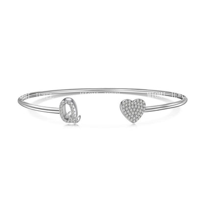 S925 Sterling Silver English Letter Bracelet for Women with Micro Pave Zirconia, Light Luxury Personality Style Bracelet