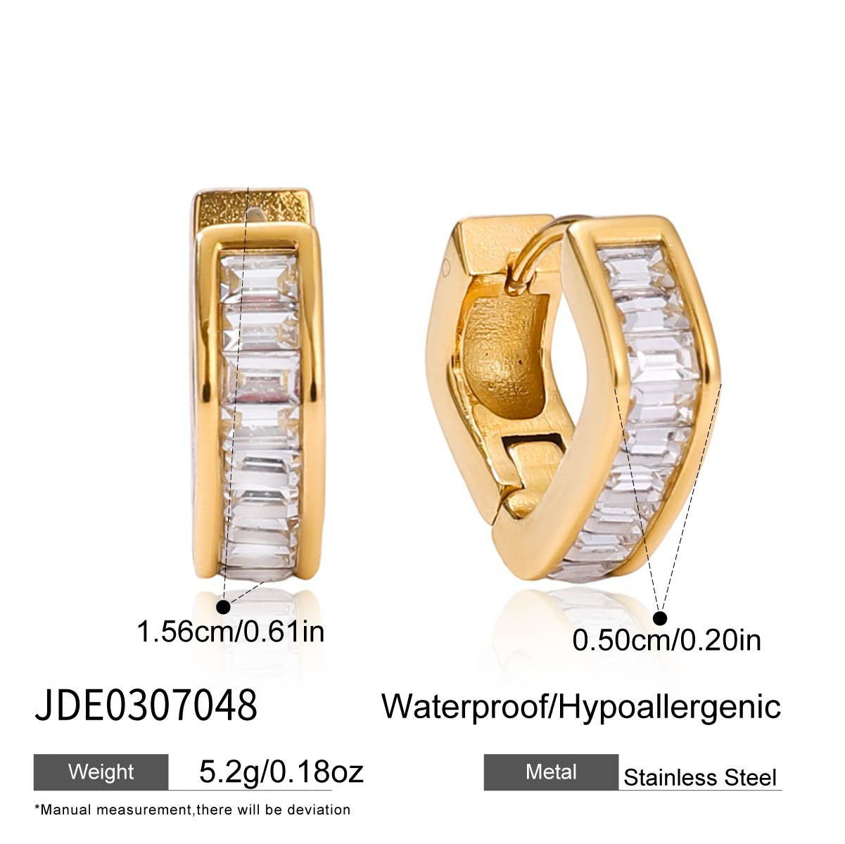 Titanium Steel White Diamond Earrings Light Luxury Ear Buckle High-end Sense Ear Hoop Non-fading Ear Jewelry Stainless Steel Accessories for Women