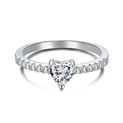 S925 Sterling Silver Ring Inlaid with Pink Water Drop Heart Zircon Ring Row Diamond Ring Pink Diamond Ring