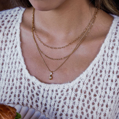 Titanium Steel Three-Layer Zircon Stacking Necklace Light Luxury High-End Clavicle Chain Stainless Steel Jewelry Accessories