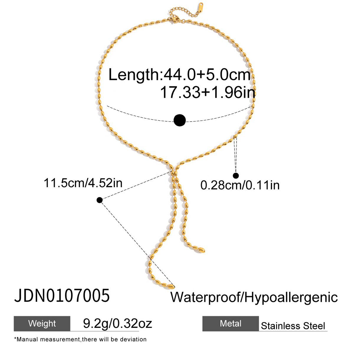 Stainless Steel Chain Y-Chain Light Luxury High-End Necklace Titanium Steel Long Necklace Autumn Winter Sweater Chain