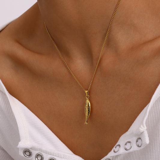 Stainless Steel Ocean Pendant Necklace High-End Niche Collarbone Chain Titanium Steel Neck Chain Jewelry