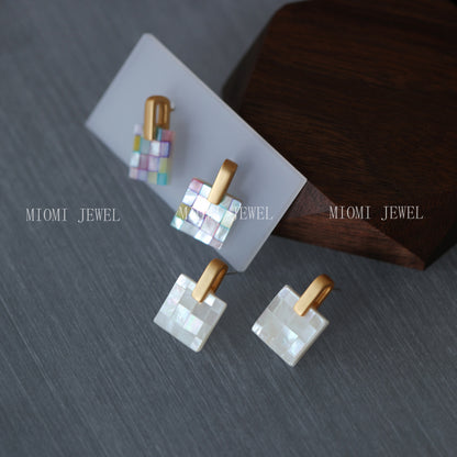 S925 Silver Needle High-Quality Splicing White Butterfly Shell Elegant Versatile Earrings Niche Commuting Stud Earrings