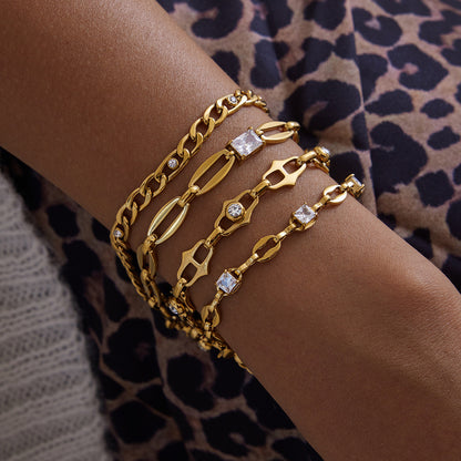 18k Titanium Steel Zircon Bracelet Niche Light Luxury Jewelry Non-Fading Stainless Steel Accessories for Women High-End Feel