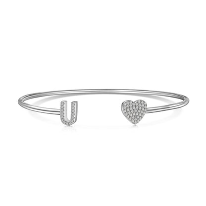 S925 Sterling Silver English Letter Bracelet for Women with Micro Pave Zirconia, Light Luxury Personality Style Bracelet