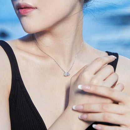 S925 Sterling Silver High Carbon Diamond Necklace for Women Ice Flower Cut Pink Heart Pendant Green Diamond High-end Collarbone Chain