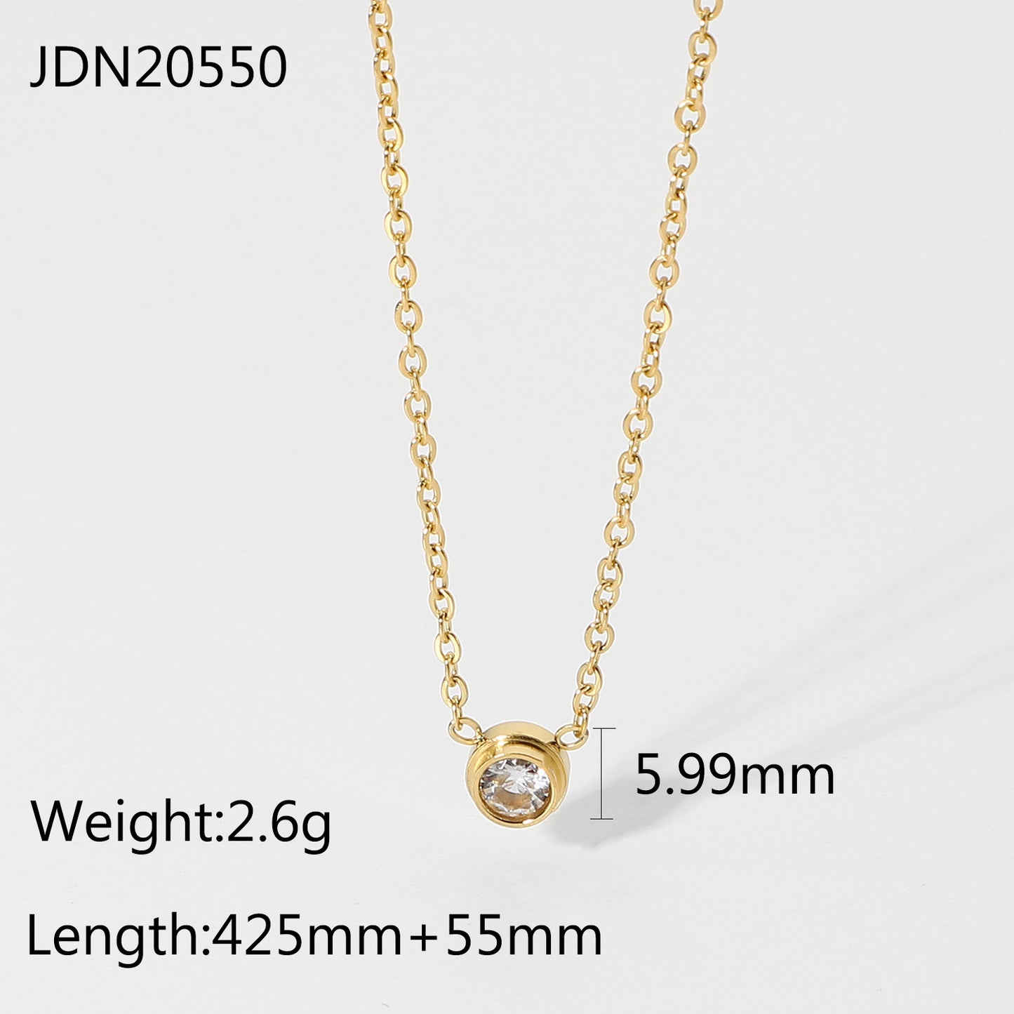 INS Style Mini Diamond Necklace Round Rectangular 18K Gold Color Exquisite Chain Stainless Steel Pendant Necklace for Women