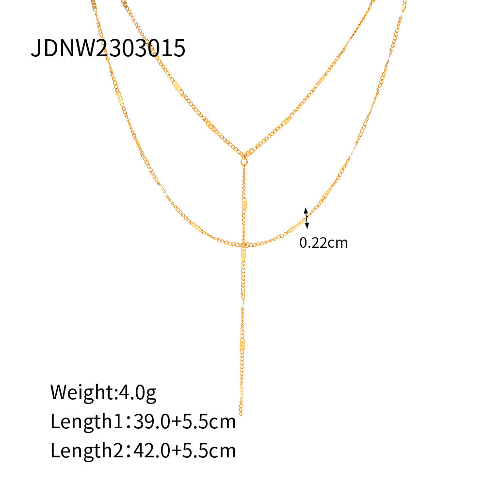 Stainless Steel Chain Y-Chain Light Luxury High-End Necklace Titanium Steel Long Necklace Autumn Winter Sweater Chain