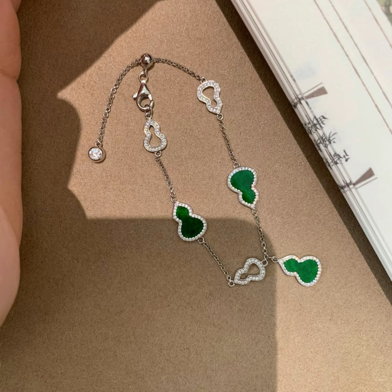 Pure Silver S925 Gourd Fortune Jade Green Gourd Bracelet Luxurious Elegant Whitening High-end Light Luxury Small Gourd Bracelet