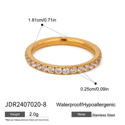 Zircon Titanium Steel Ring Light Luxury High-end Feel Hand Jewelry Non-fading Rings Stainless Steel Accessories