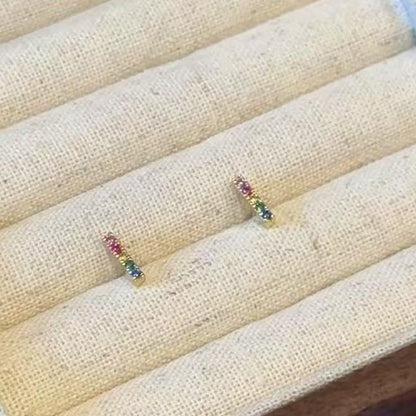 Dopamine Colorful Zircon Earrings Personality Fashion High-end S925 Silver Colorful Zircon Earrings