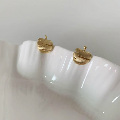 Pure Silver S925 Brushed Craft Apple Earrings Simple Fashion Niche High-end Exquisite Versatile
