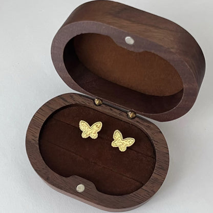 Sterling Silver S925 CNC Craft Ice Butterfly Stud Earrings Small Cute Sweet Exquisite Light Luxury Versatile Earrings