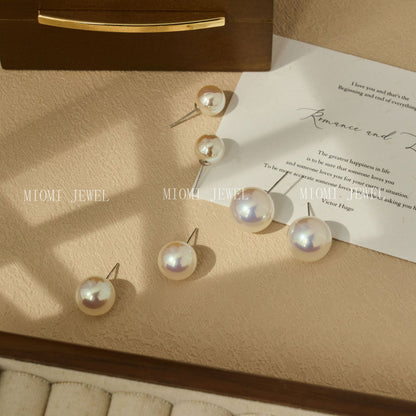 925 Sterling Silver Earrings Elegant Simple Pearl Stud Earrings for Women 2025 Trend Niche Exquisite Earrings Silver Jewelry