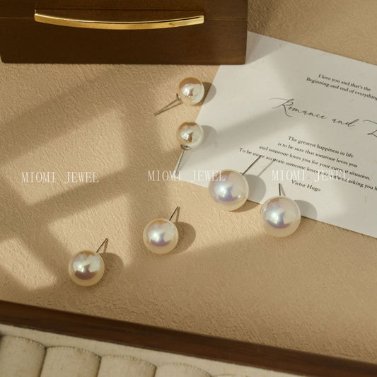 925 Sterling Silver Earrings Elegant Simple Pearl Stud Earrings for Women 2025 Trend Niche Exquisite Earrings Silver Jewelry