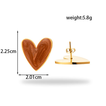 gold plated Titanium Steel Simple Versatile Stainless Steel Oil Painting Heart necklace