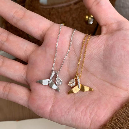 Pure Silver S925 High Carbon Diamond Mermaid Tears One Chain Two-Way Necklace Adjustable Pull Necklace Clavicle Chain Niche