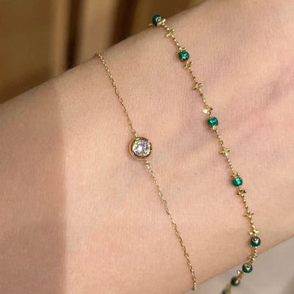 Light Spring Plant Series Vintage Emerald Fairy Chain Bracelet High-end Versatile Fashion Personality