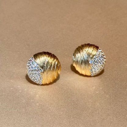 Italian Brushed Craft Earrings Light Luxury High-end Jewelry S925 Sterling Silver Forged Surface Micro Inlaid Diamond Earrings for Women New Style