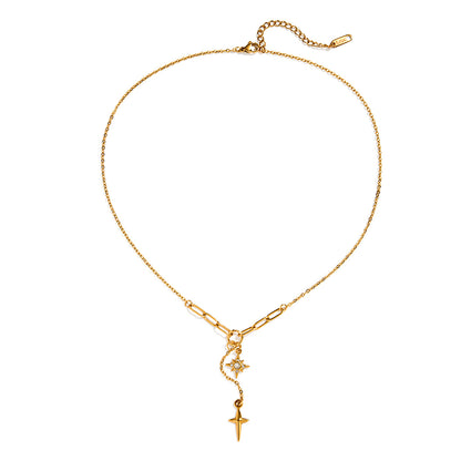 Four-Pointed Star Titanium Steel Necklace Light Luxury High-End Clavicle Chain Non-Fading Stainless Steel Jewelry for Women