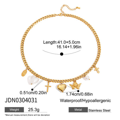 Stainless Steel Heart Necklace Light Luxury High-End Clavicle Chain Titanium Steel Jewelry Non-Fading Hot Item