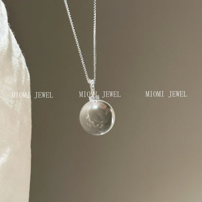 S925 Sterling Silver Ice Transparent White Crystal Pendant Necklace