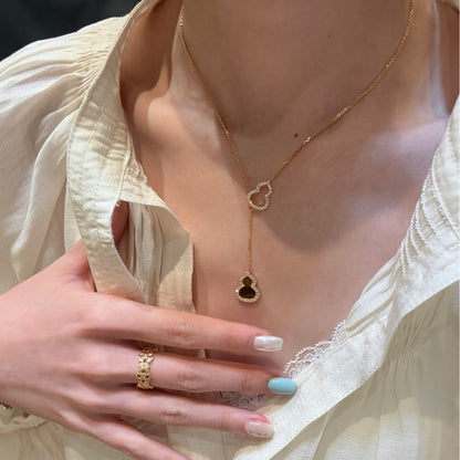 Pure Silver S925 Natural Tiger Eye Stone Gourd Fortune Necklace Light Luxury Niche Fashion Design Sense Collarbone Chain