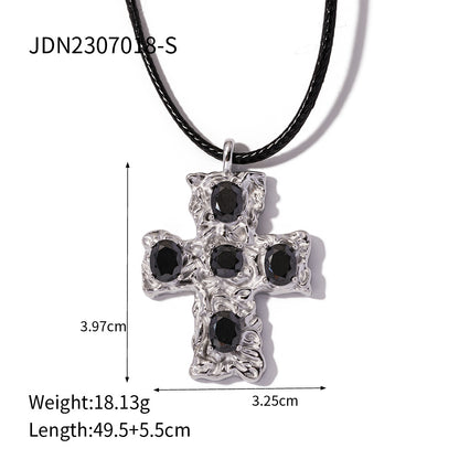 Jewelry INS Trend Necklace 18K Gold Plated Stainless Steel Cross Combination Pendant Necklace for Women