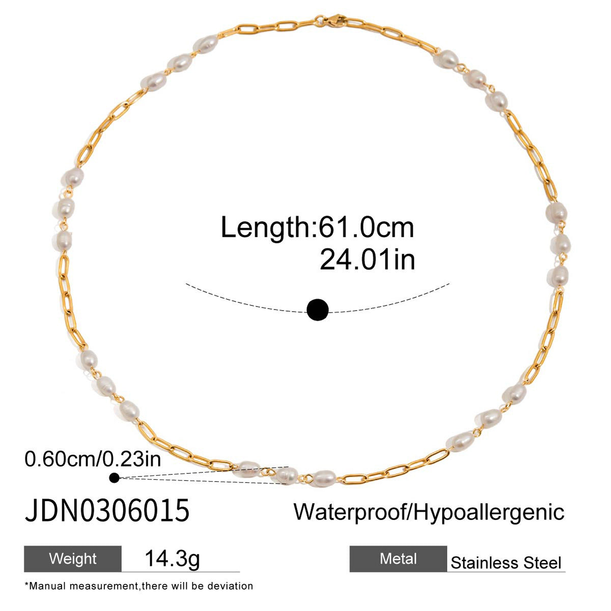 Titanium Steel Freshwater Pearl Long Necklace Light Luxury High-end Sweater Chain Stainless Steel Jewelry Accessories