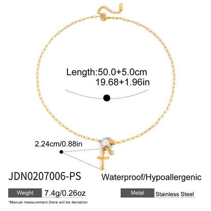 DIY Ring Buckle Titanium Steel Heart Necklace Accessories for Women, Light Luxury High-end Clavicle Chain Stainless Steel Jewelry